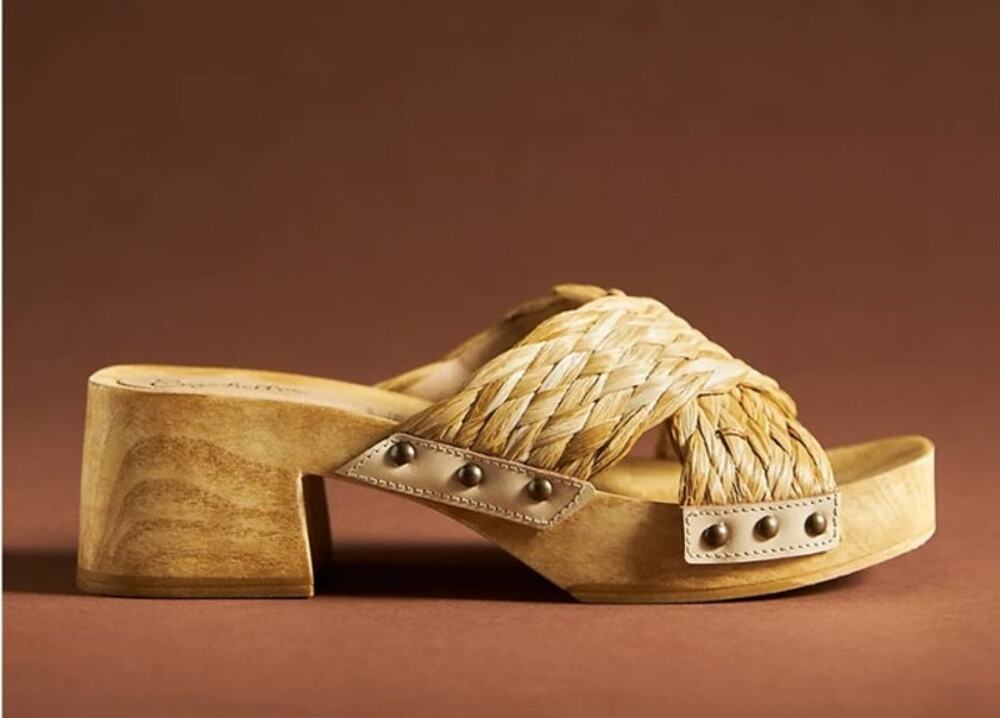 Seychelles Anthropologie Warm Waters Heels Natural Raffia Sandals Sz 7.5 OOS